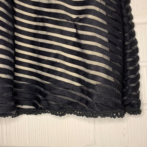 Free People Sheer Black Striped Dress Sweet Lace Details Nude Lining Small - Picture 8 of 13
